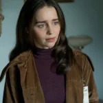 Ponies Emilia Clarke Suede Leather Coat