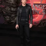 Steve Harrington Stranger Things 5 Premiere Black Leather Jacket