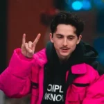 Timothée Chalamet ESPN College GameDay Pink Puffer Jacket