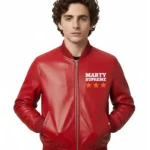 Timothee Marty Supreme Red Bomber Leather Jacket