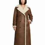 Women Brown Shearling Levi Leather Coat