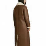 Women Brown Shearling Levi Leather Coat Back