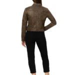 Womens Bella Moto Cropped Brown Jacket Back