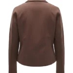 Womens Brown Faux Suede Jacket Back