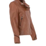 Womens Brown Leather Biker Jacket