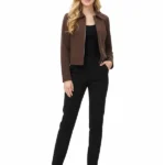 Womens Brown Suede Faux Jacket