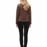 Womens Brown Suede Faux Jacket back