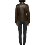 Womens Dark Brown Leather Jacket Back