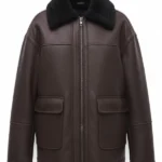 Womens Dark Brown Leather Shearling Jacket