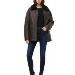 Womens Dark Brown Shearling Leather Jacket