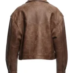 Womens Hailey Bomber Brown Leather Jacket Back