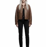 Womens Hailey Brown Bomber Leather Jacket