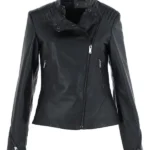 Womens Leather Biker Jacket Black