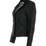 Womens Leather Black Blazer Jacket