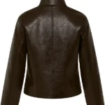 Womens Leather Jacket Dark Brown Back