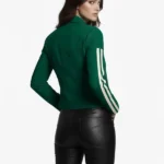 Womens Moto Green Suede Leather Jacket Back
