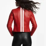 Womens Moto Red Genuine Leather Jacket