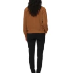 Womens Oversized Suede Brown Bomber Jacket Back
