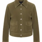 Womens Suede Leather Khaki Jacket