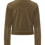 Womens Suede Leather Khaki Jacket Back