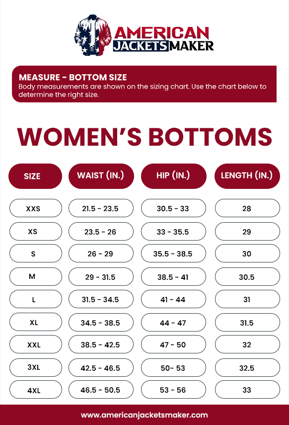 Women Size Chart Desktop