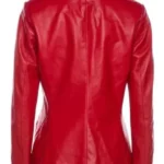 His and Hers Tessa Thompson Red Leather Blazer back