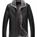 Mens Black Faux Fur Leather Jacket