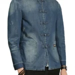 Mens Chinese Style Denim Blue Jacket