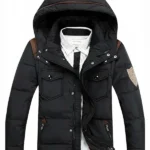 Mens Cotton Padded Black Hooded Jacket