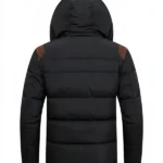 Mens Cotton Padded Black Hooded Jacket Back