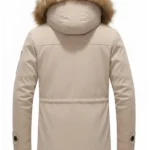 Mens Parka Fur Beige Hooded Jacket Back