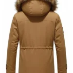 Mens Parka Fur Brown Hooded Jacket Back