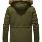 Mens Parka Fur Green Hooded Jacket Back