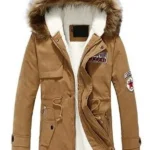 Mens Parka Style Hooded Brown Jacket