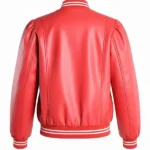 Mens Red Faux Bomber Leather Jacket Back