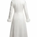 One Piece Lera Abova White Shearling Leather Coat Back