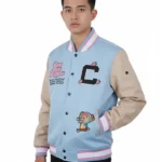 One Piece Light Blue And Sand Varsity Jacket