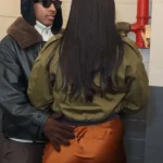 Rihanna NYC 2026 Green Cropped Bomber Jacket Back