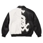 Supreme White And Black Leather Varsity Jacket Back