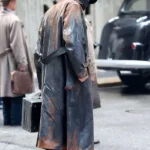 The Bride 2025 Christian Bale Black Leather Coat back