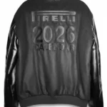 The Cal Pirelli Calendar Black Varsity Jacket Back