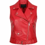 Women Red Biker Leather Jacket