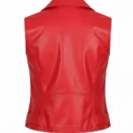 Women Red Biker Leather Jacket Back