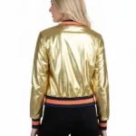 Womens Golden Cropped Bomber Jacket Back