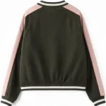 Womens Olive Green Bomber Jacket Back