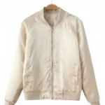 Womens Satin Bomber Beige Jacket