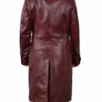 Zendaya Burgundy Trench Leather Coat back