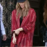 A Big Bold Beautiful Journey Margot Robbie Red Striped Coat