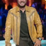 American Idol Luke Bryan Brown Leather Jacket