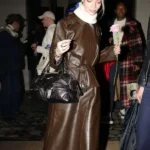 Anya Taylor Joy PFW 2025 Brown Leather Coat